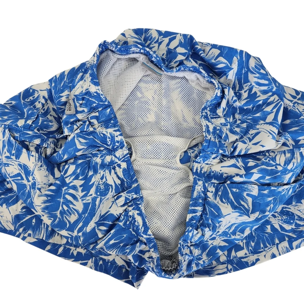 Columbia Sportswear Men’s XXL Blue Tropical Swim Trunks Mesh Lined Beach Shorts
